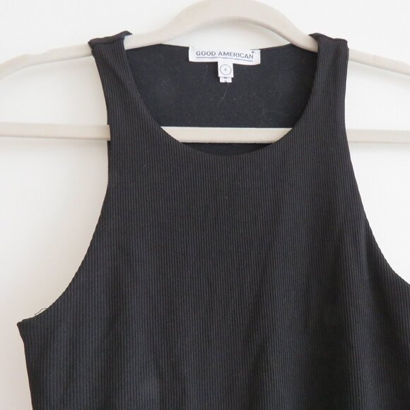 GOOD AMERICAN The Body Sculpted Midi Dress Black Minimalist Bodycon Size 0 / XS - Picture 4 of 12